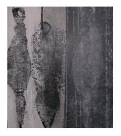 Sans titre (2004), technique mixte sur bois, 30 x 30 cm ©Charlotte Callens (www.charlotte-callens.fr)