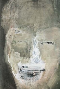 Visage 1 (1998), acrylique sur radiographie, 30 x 24 cm ©Charlotte Callens (https://www.charlotte-callens.fr)