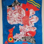Bateau toujours ! Collage et acrylique sur toile flottante, 105x90 cm, juin 2025 ©Charlotte Callens (https://www.charlotte-callens.fr)